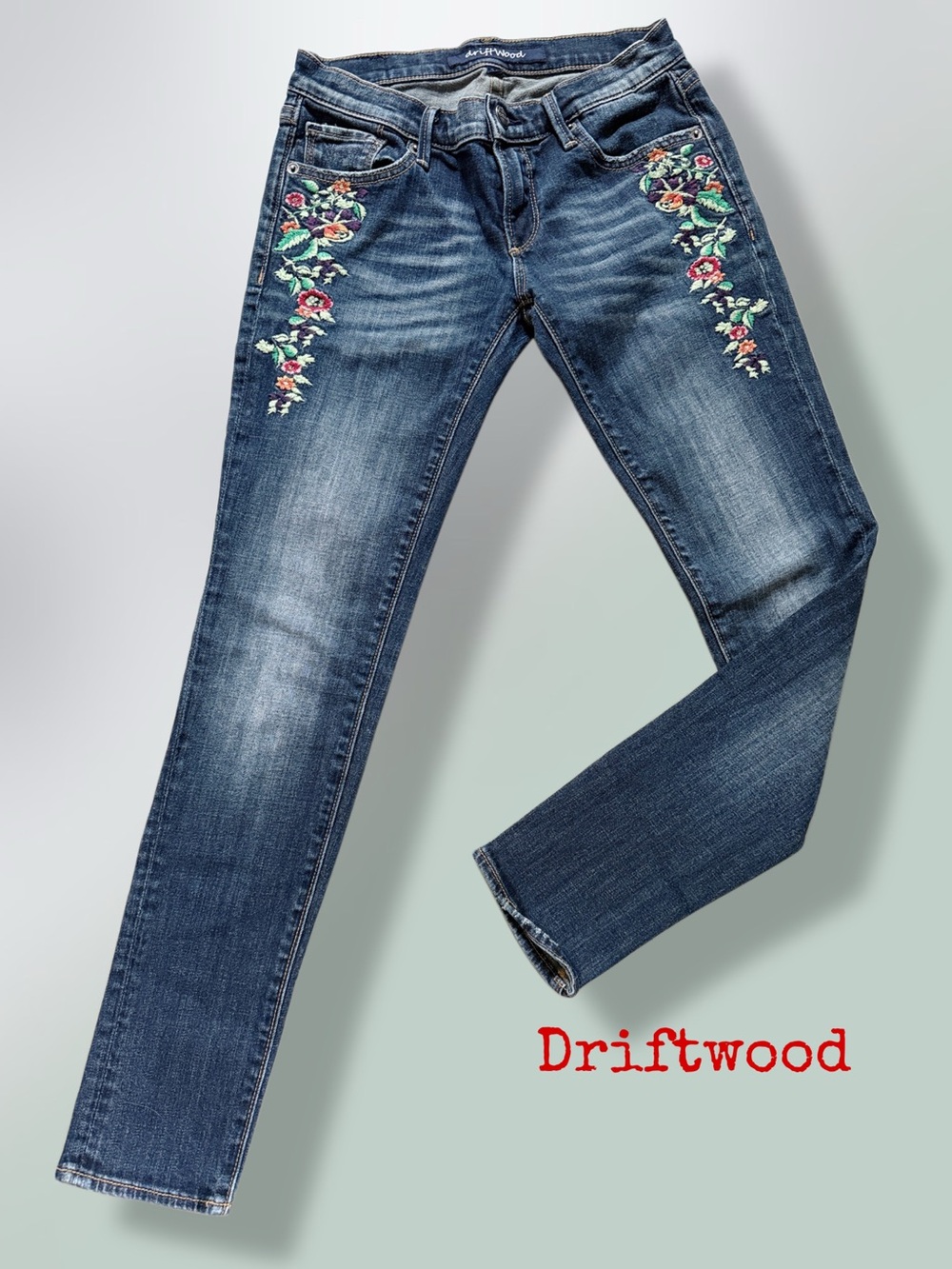 DRIFTWOOD
 embrioded  Dark Blue Women’s Jeans - Floral Accent